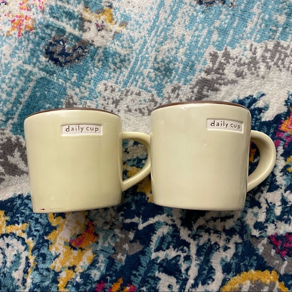 Starbucks Mugs Pair Matching Daily Cup Neutral Colors Tan Brown 12 oz - Picture 1 of 11